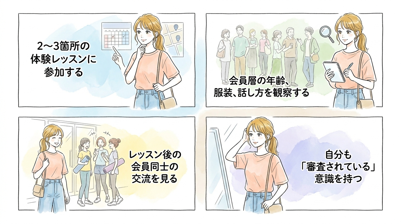 体験レッスンで会員層を確認してから入会を決める