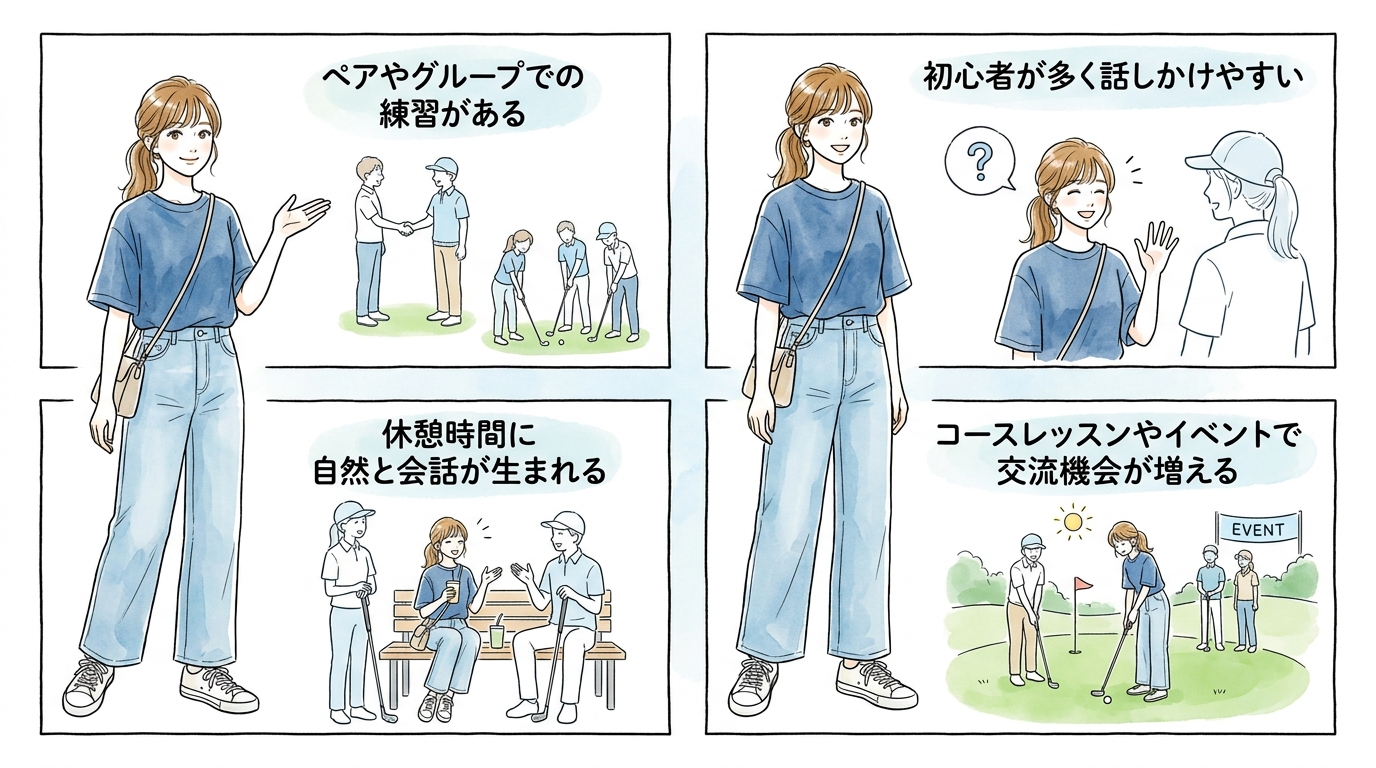 共同作業で関係が深まるゴルフレッスン