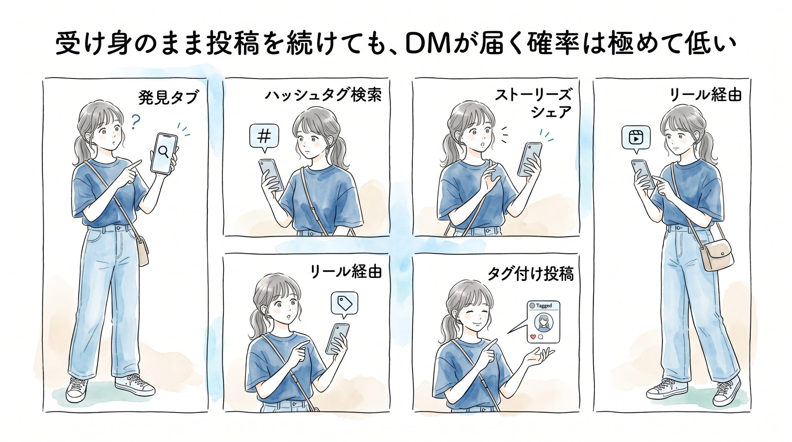 受け身のまま投稿を続けても、DMが届く確率は極めて低い