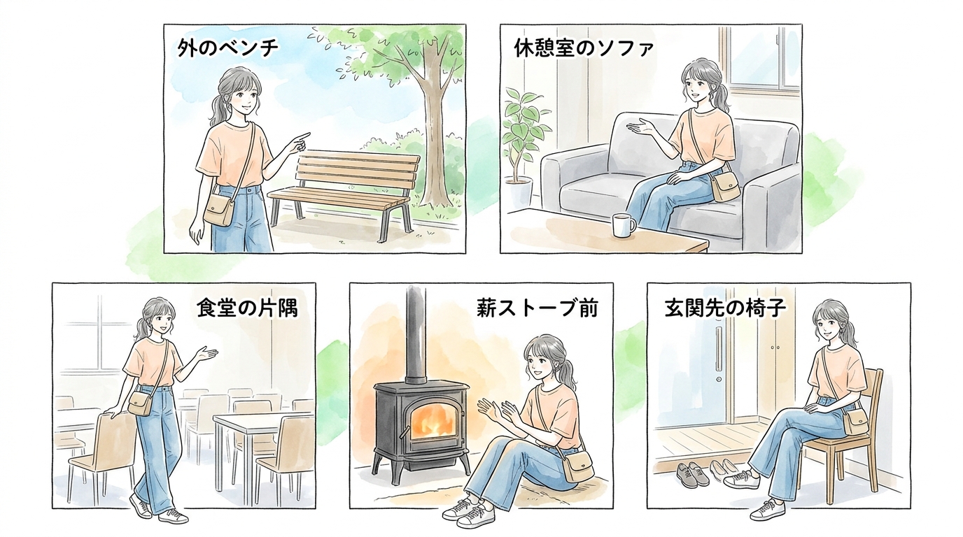 夕食後から消灯前のフリータイムが最も会話しやすい