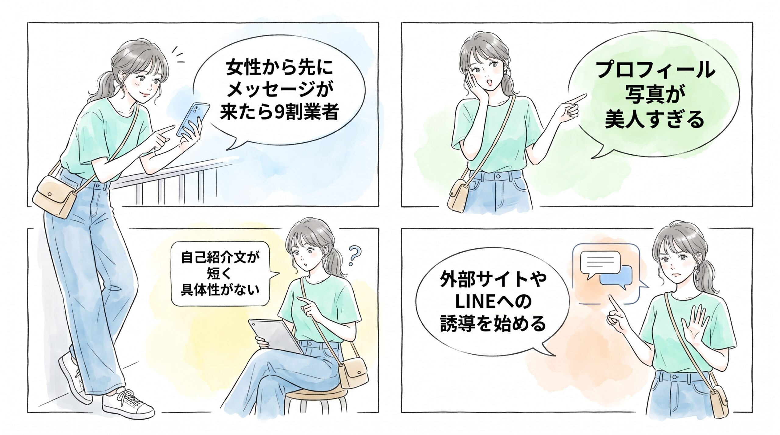 女性側から先にメッセージが来たら9割が業者だと判断してよい