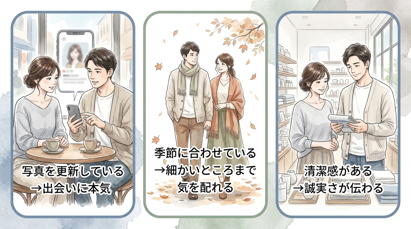 季節に合わせた準備ができる人は誠実に映る