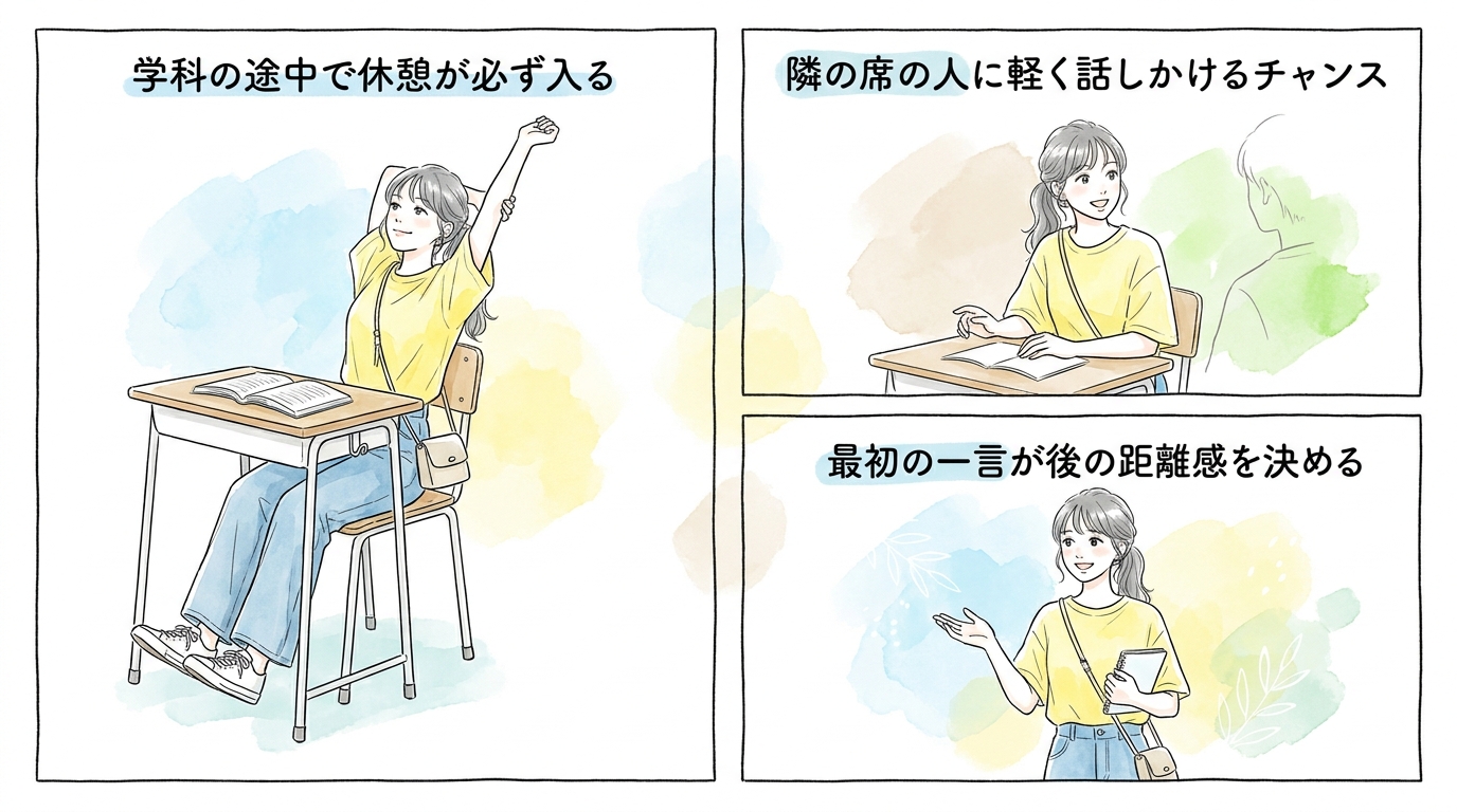 学科講習の休憩時間で生まれる自然な会話