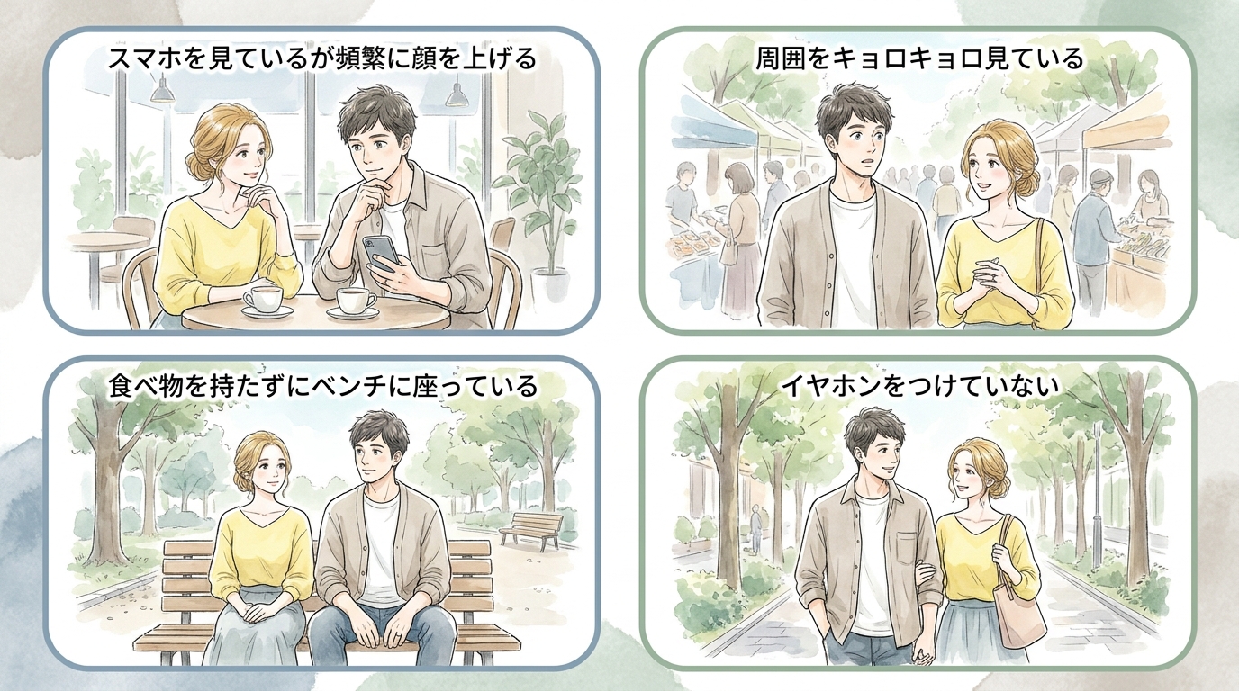 屋台エリアと休憩スペースは一人参加者が集まりやすい