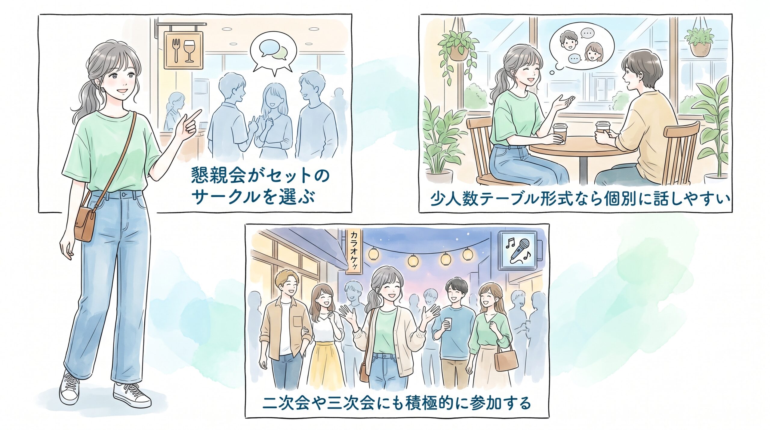懇親会や飲み会がセットになっている場を優先する