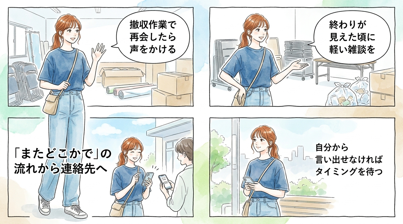 撤収作業中の「お疲れさま」から始まる連絡先交換