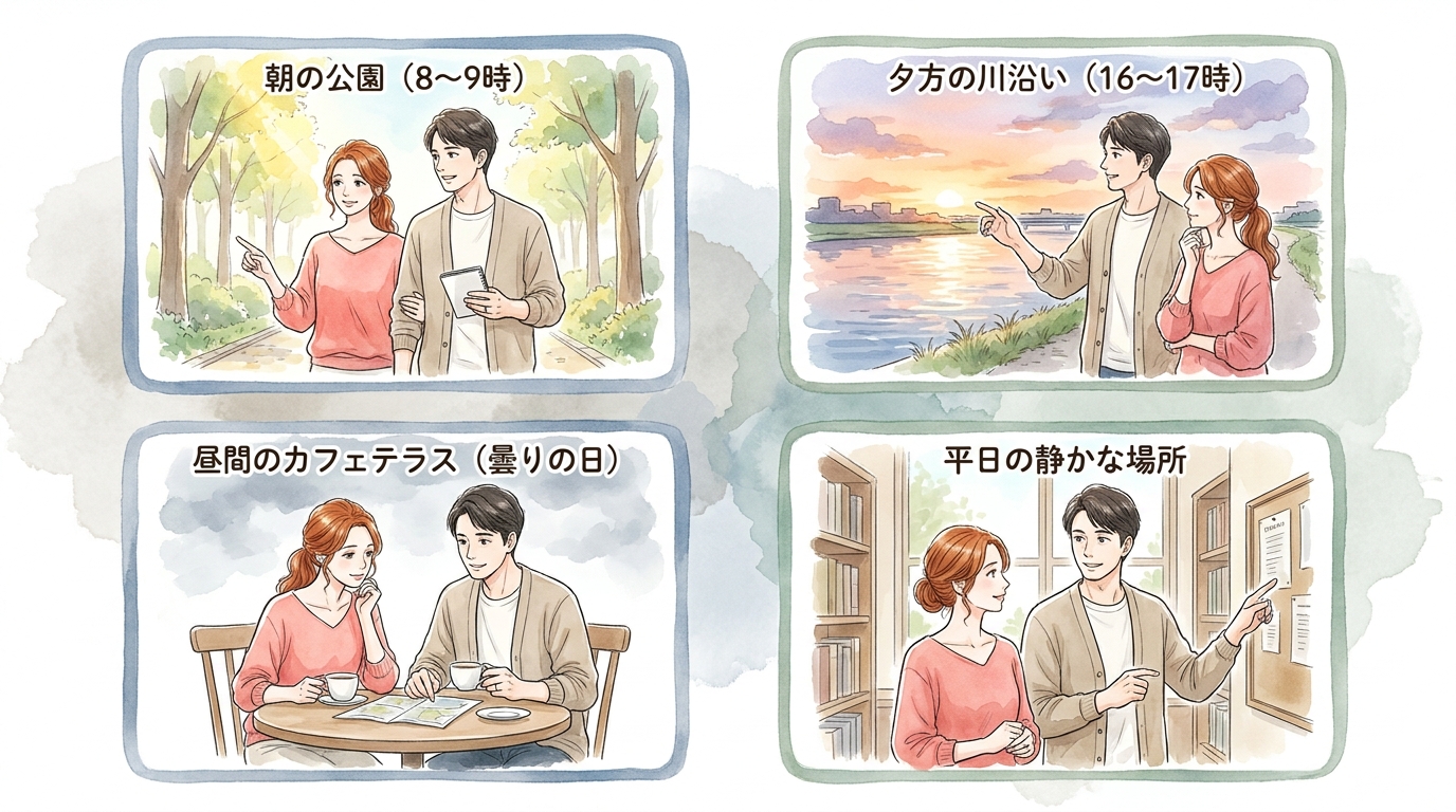 撮影する時間帯と場所の組み合わせを決める