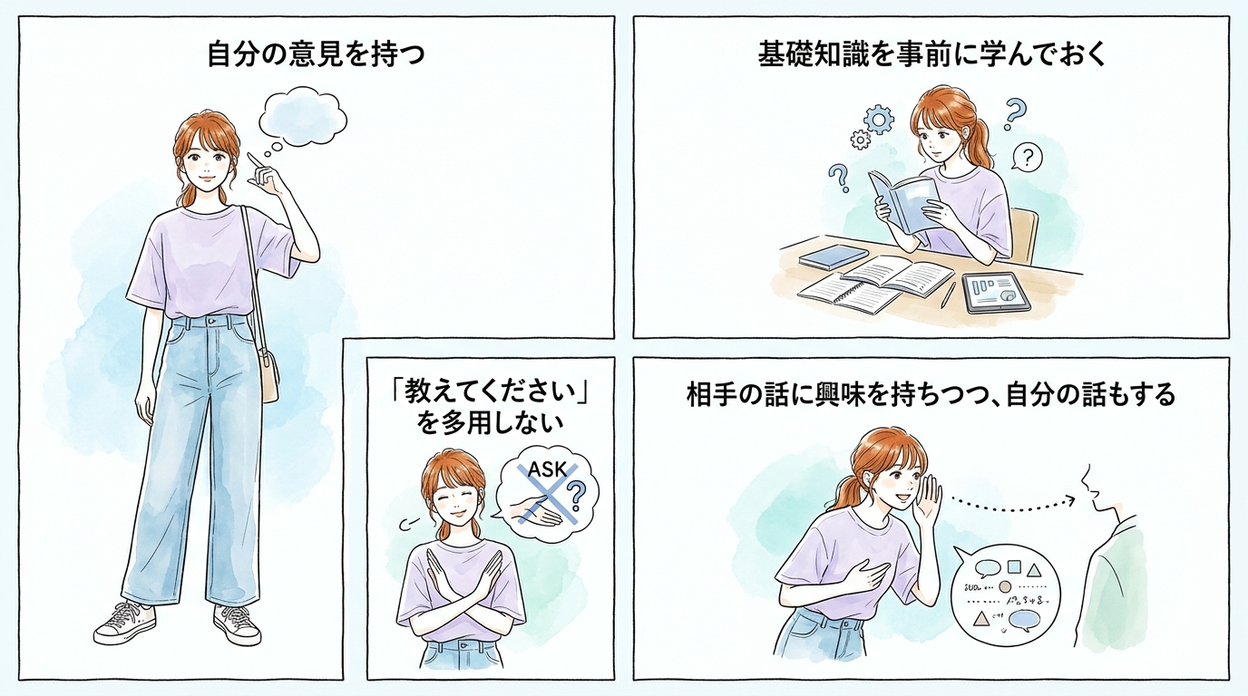 「教えてください」よりも対等な会話を心がけている