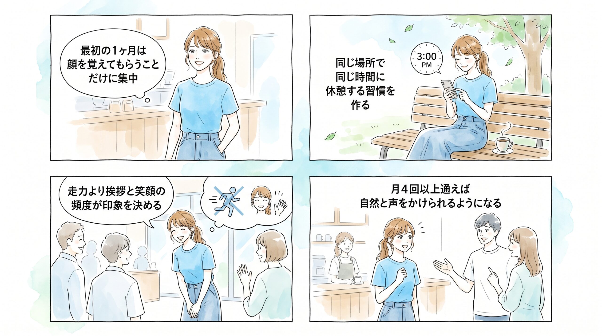 月4回以上通えば自然と声をかけられるようになる
