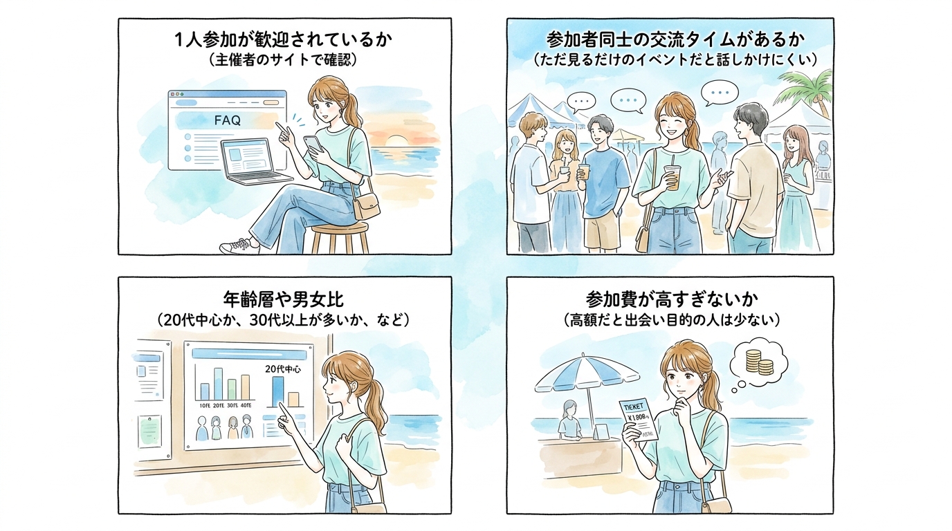 海辺のイベント・フェスで出会うときに確認しておくべきこと