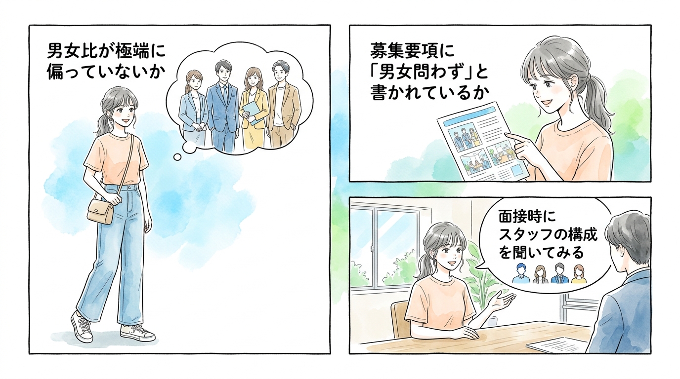 男女比がバランスよく保たれている職場を見つける