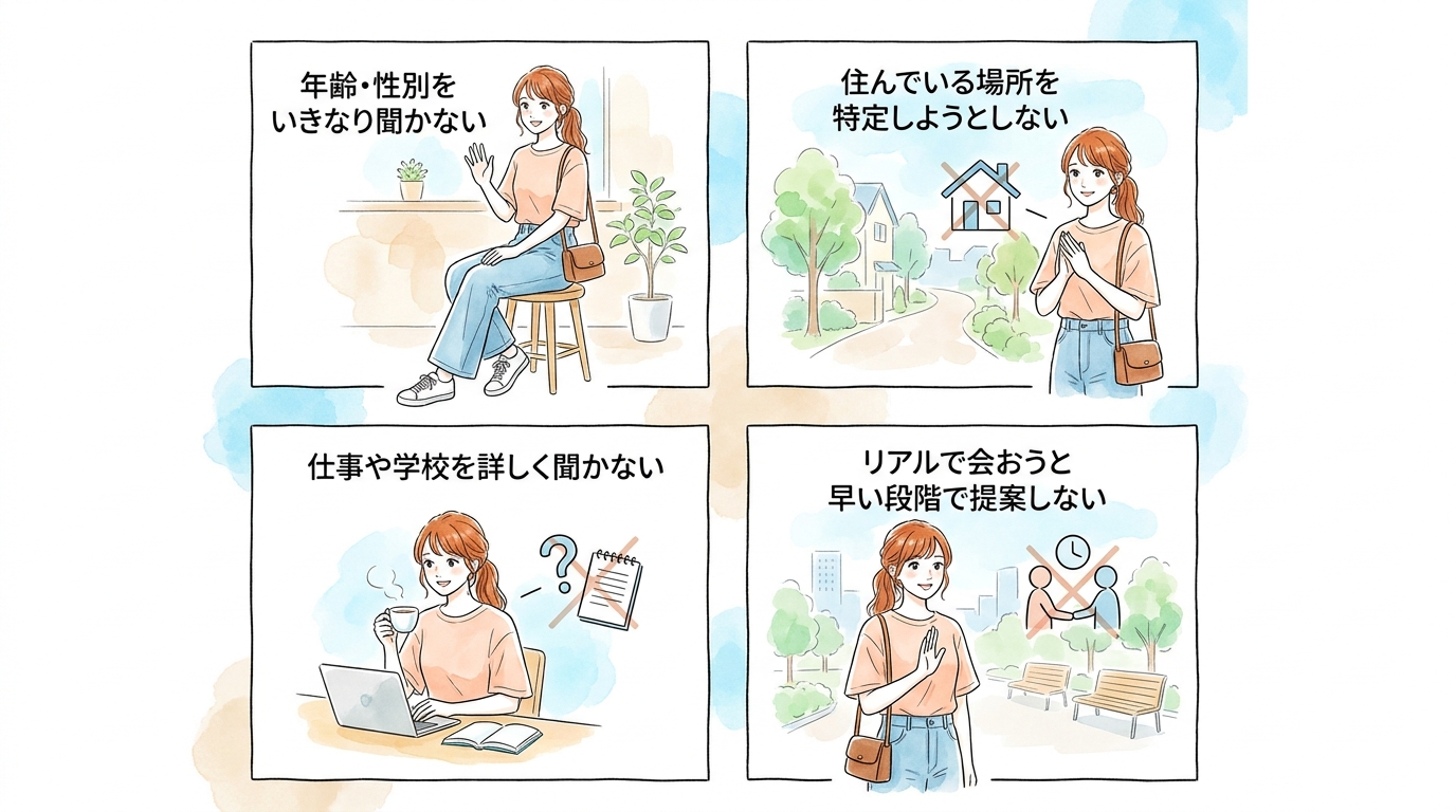 相手が話したいことを聞く、話したくないことは聞かない