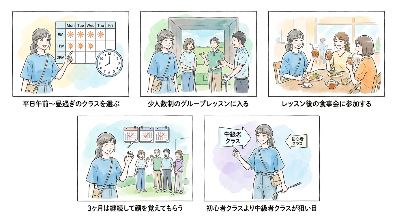 経営者・医師が平日昼に集まるゴルフスクール