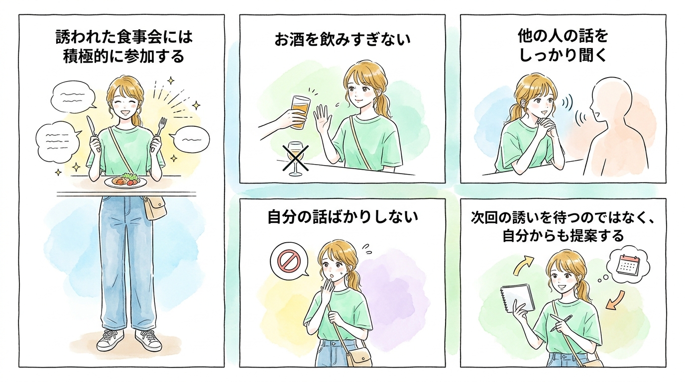 習い事仲間との食事会に積極的に参加していく