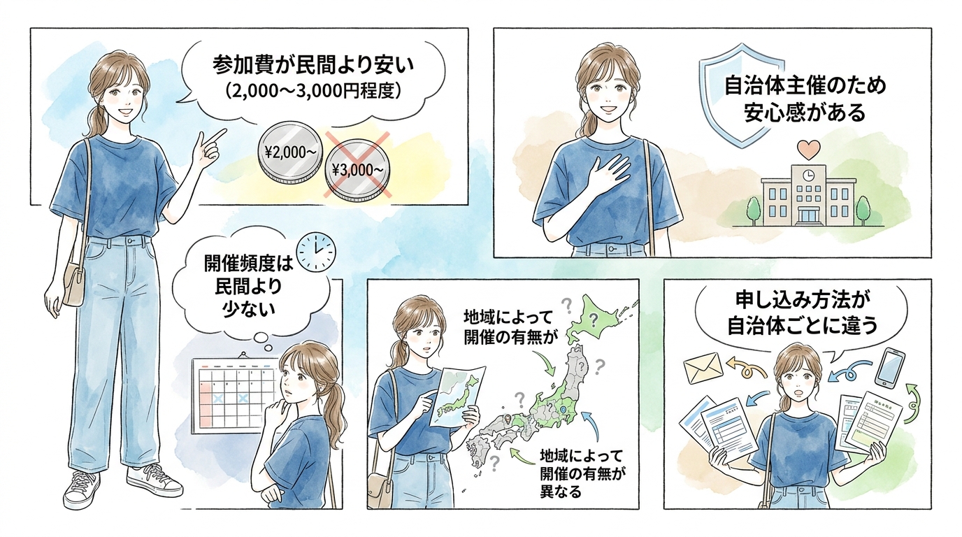 自治体・非営利団体主催の婚活イベント、参加費が抑えられて安心感がある
