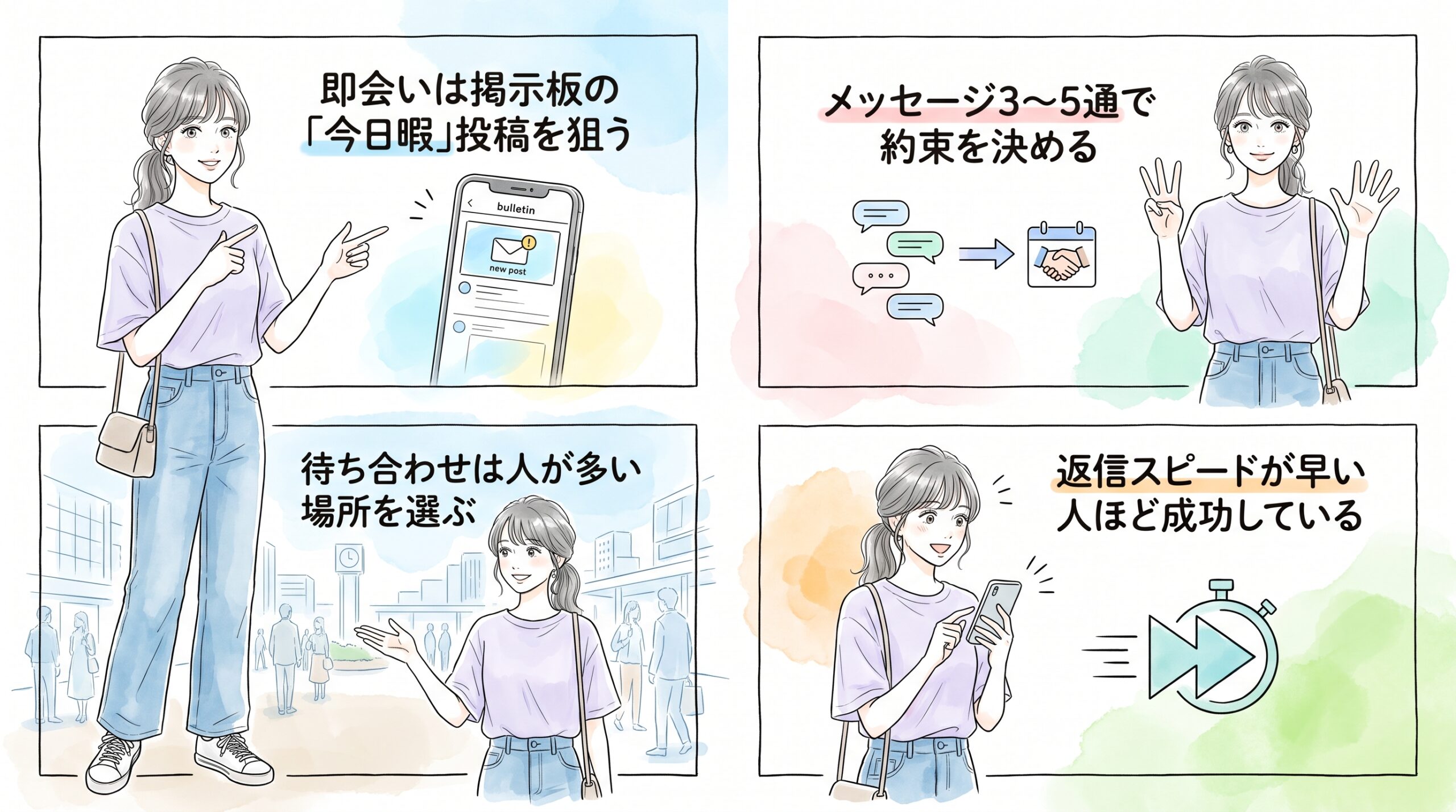 良い評判は「即会い・誘い飯掲示板で当日デートできた」が最多になっている