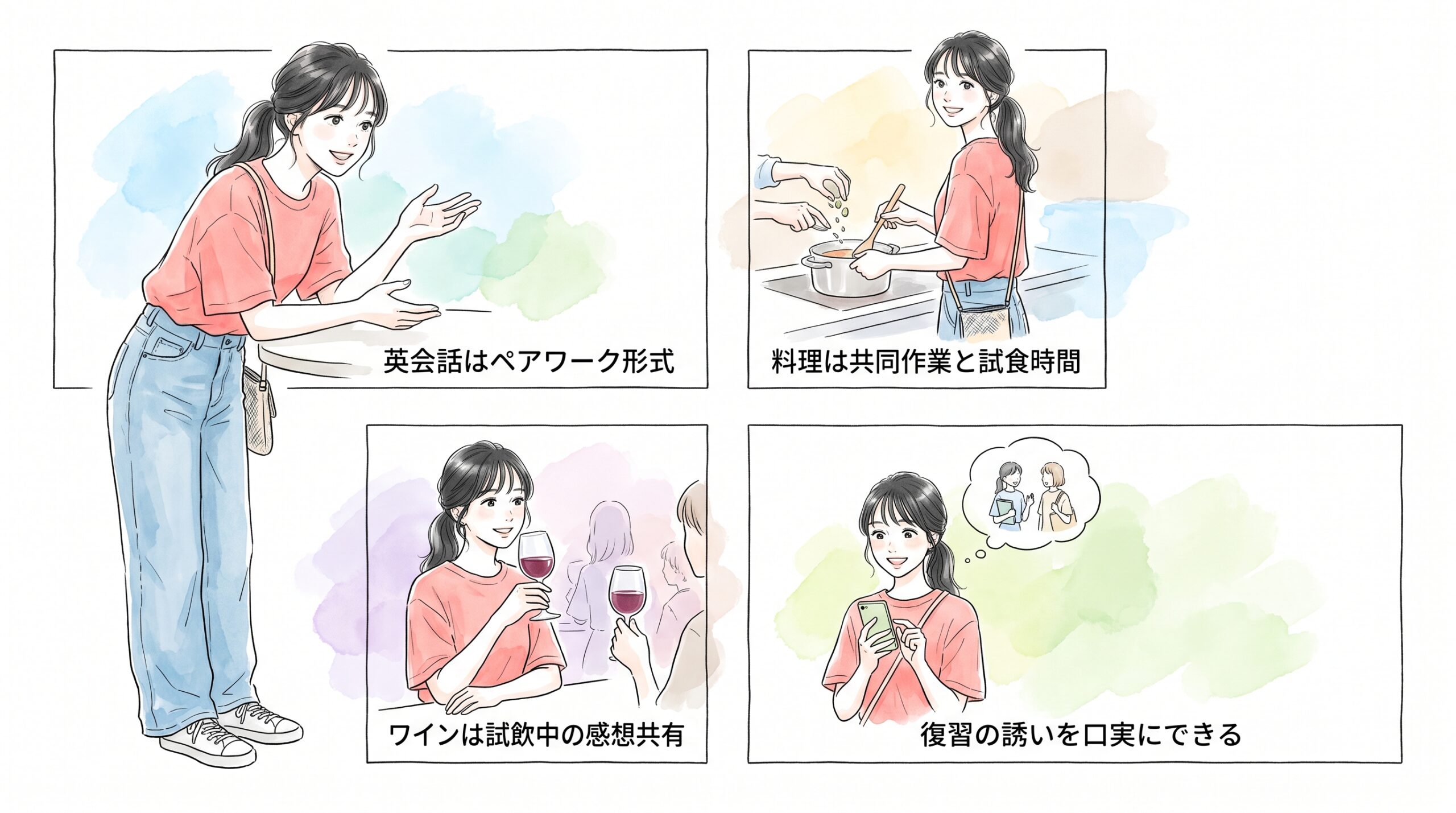英会話・料理教室・ワインスクールは会話が発生しやすく連絡先交換の流れを作れる