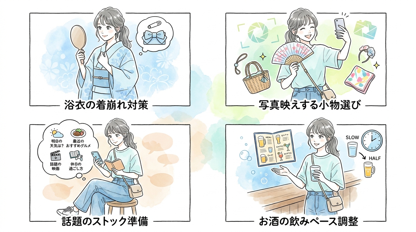 見た目の印象で勝負したいなら浴衣コン、会話で仲良くなりたいならビアガーデンコンが向いている
