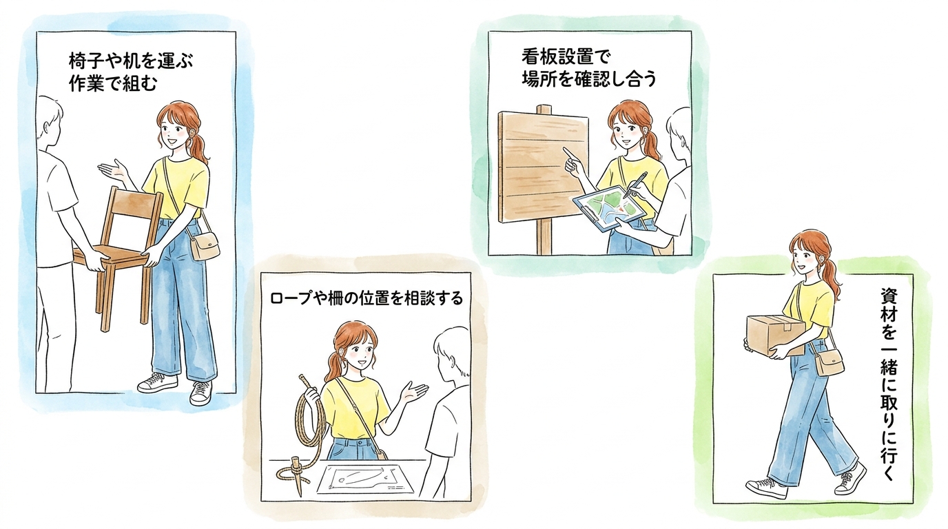設営・準備時間は自然な会話のきっかけが最も多い