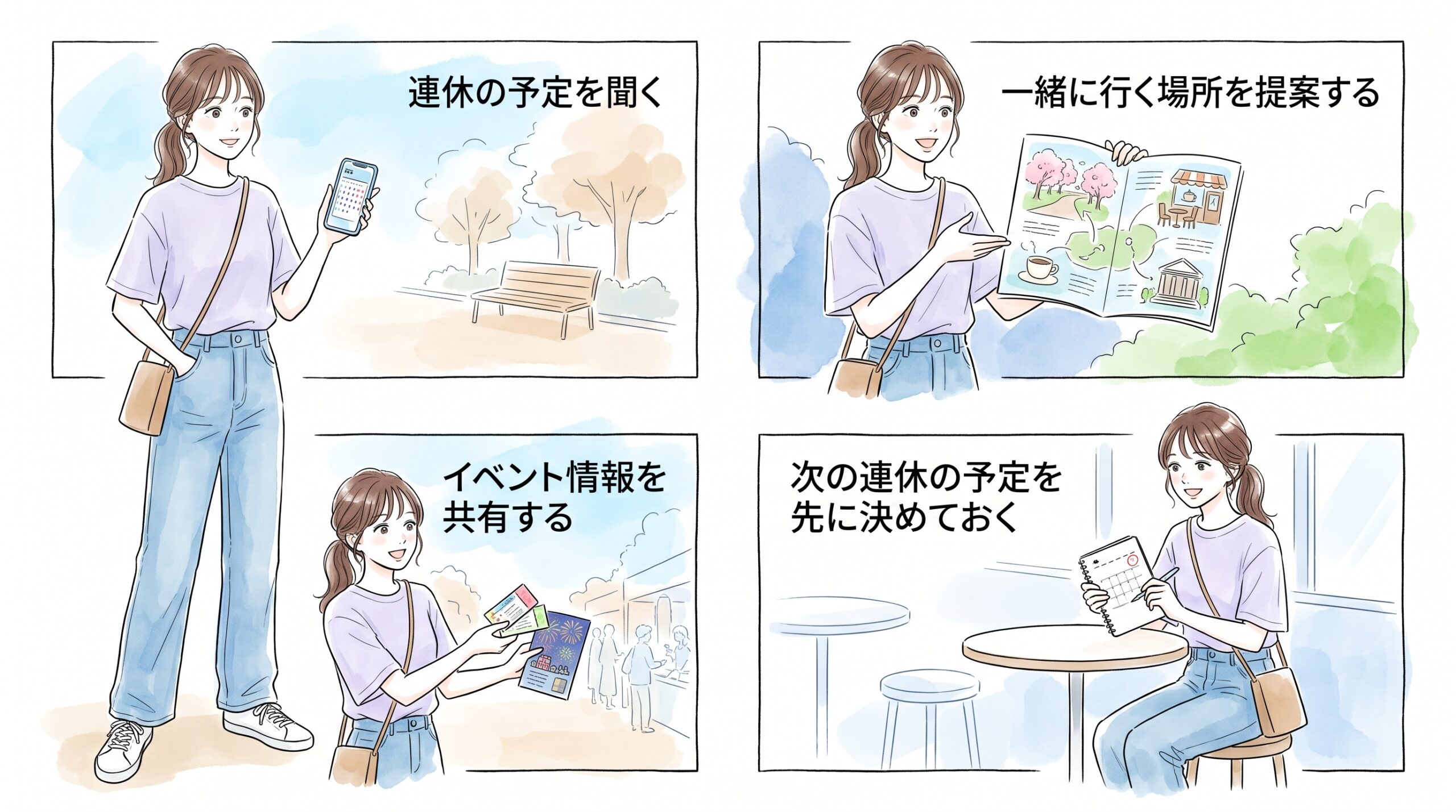 連休の予定を一緒に立てる提案がそのままデートの約束に変わっていく