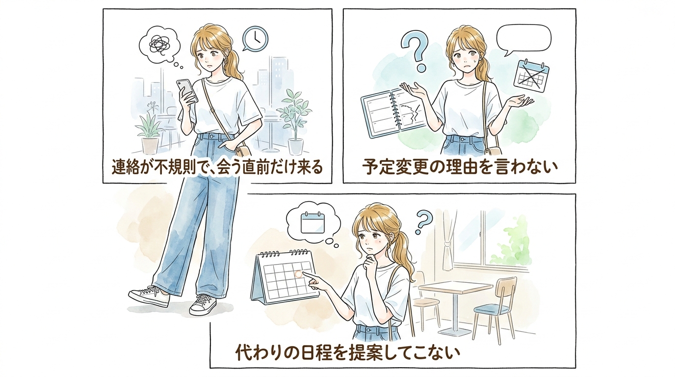 連絡の頻度が安定していて予定変更のときは必ず理由を伝えてくれる