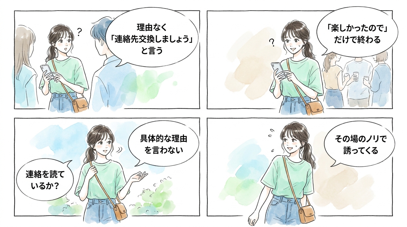 連絡先を交換する前に「また一緒にイベント行きたい理由」を具体的に伝えてくる