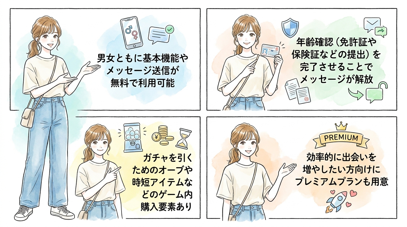 基本無料で利用できる料金体系とマッチングの仕組み